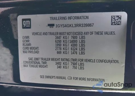 2024 Cadillac Escalade 4Wd Sport Platinum z USA, uszkodzony, nr VIN 1GYS4GKL3RR339867